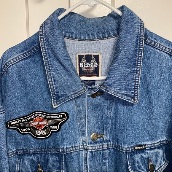 Vintage Harley-Davidson 95th Anniversary 3XL 1998 Denim Jacket Embroidered Logo - Picture 6 of 15